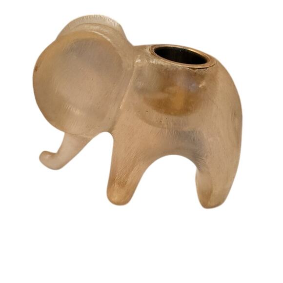 Elephant Lucite Mini Candle Holder Brass‎ Insert Translucent 4" - Picture 2 of 8